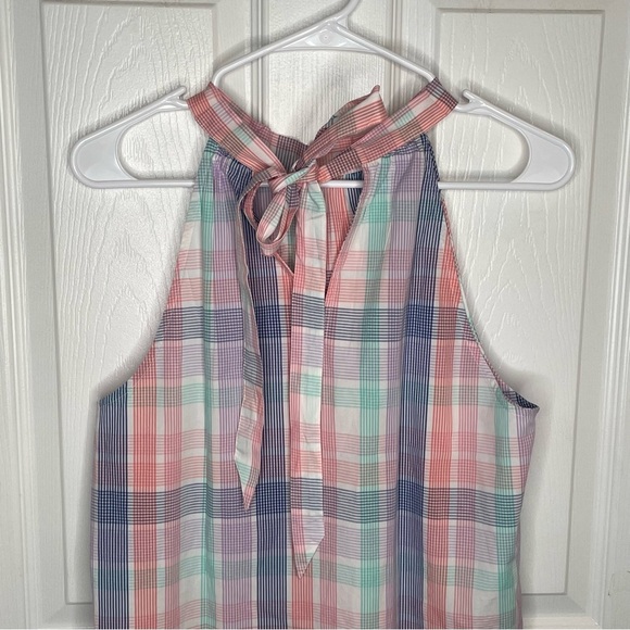 J. Crew Factory Plaid Bow-Back Sleeveless Halter Top in Noble Peri Multi S - Picture 6 of 12